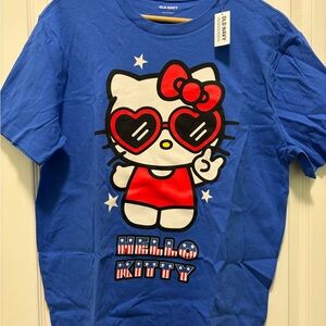 Old Navy Blue T-Shirt with Hello Kitty Graphic